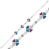 Silver Clover Colored Ladies Bracelet